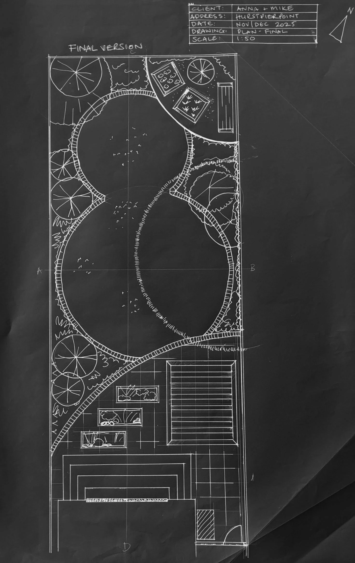 Scale plan drawing on black