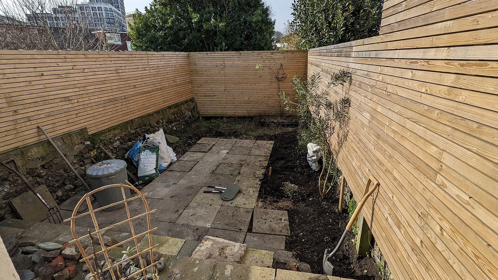 Boring concrete courtyard in need of a makeover