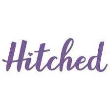 The word "Hitched" written in purple cursive font on a white background.