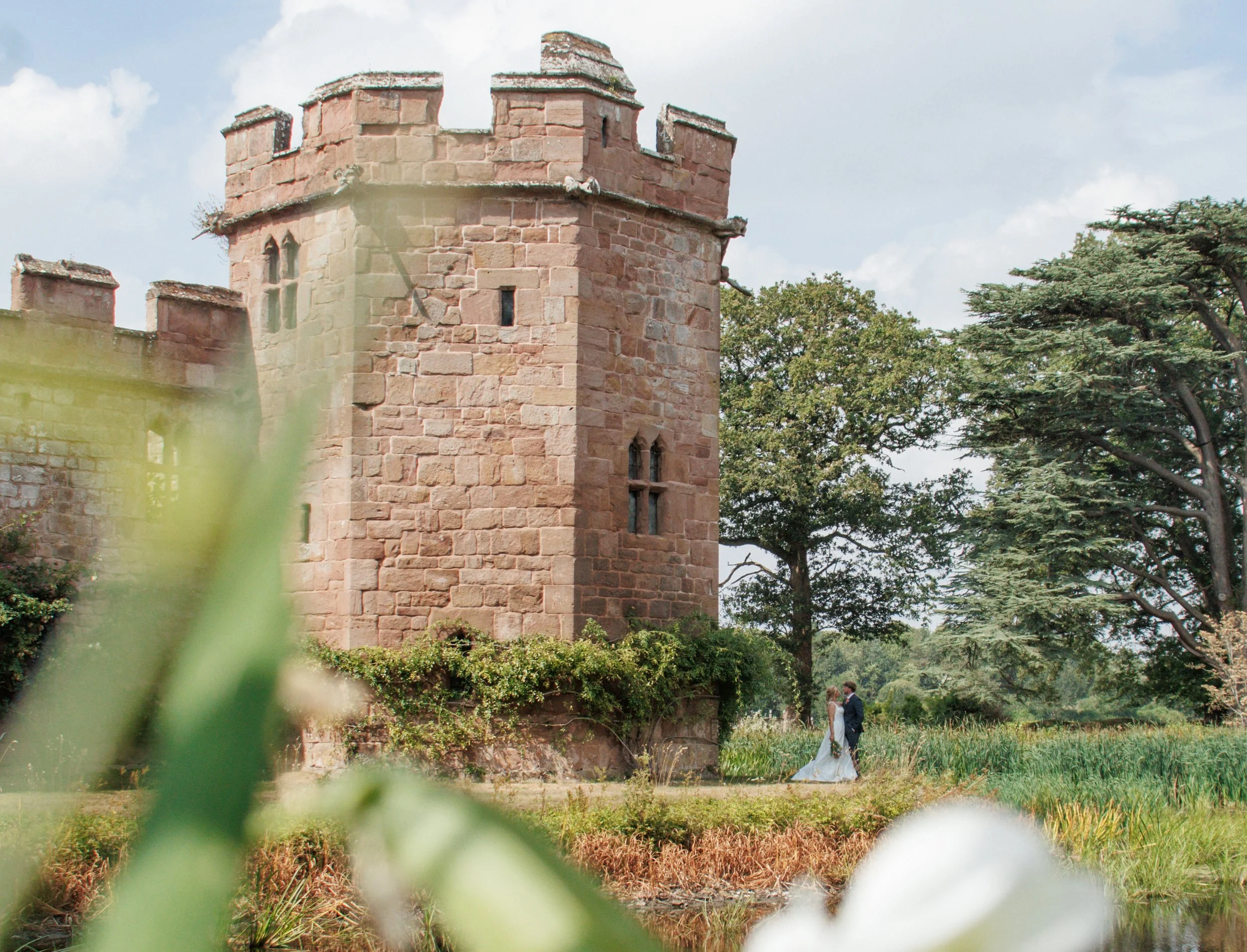 Wedding couple Lauren and James at Maxstoke Castle in Warwickshire