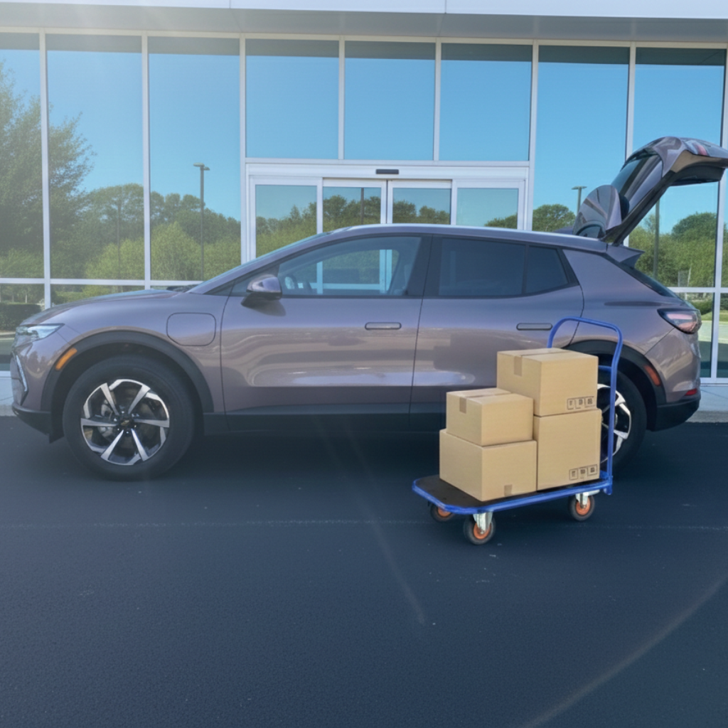 26 Chevy Equinox EV Galaxy Gray with delivery drop off on hand truck
