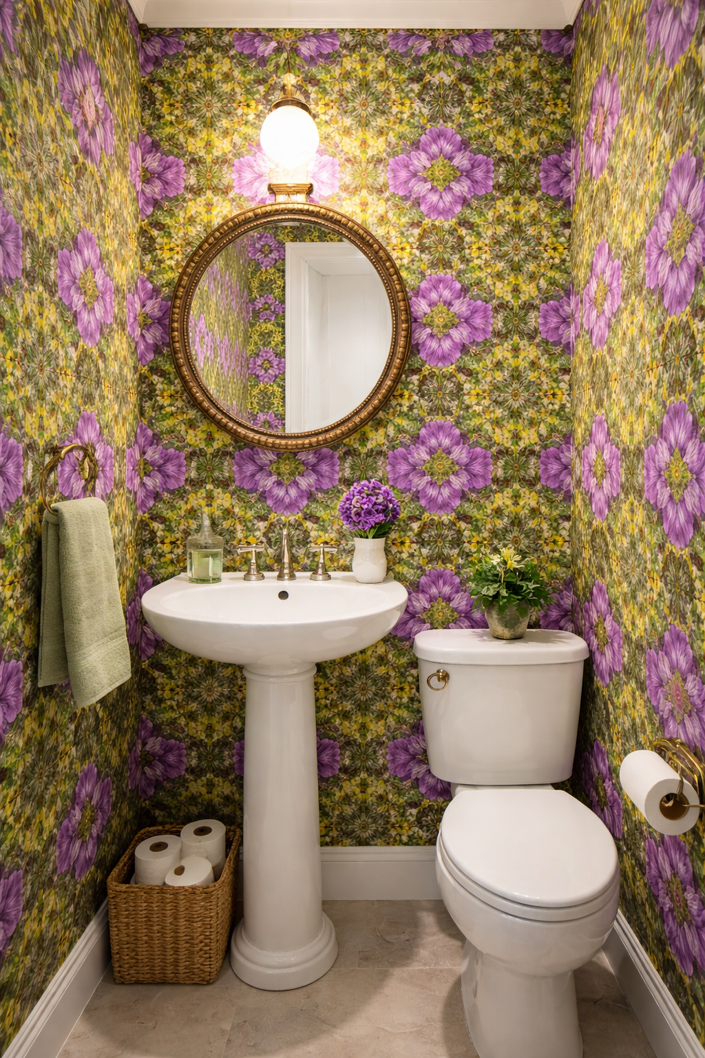 Wild Geranium ZIGGATI wallpaper in guest loo.