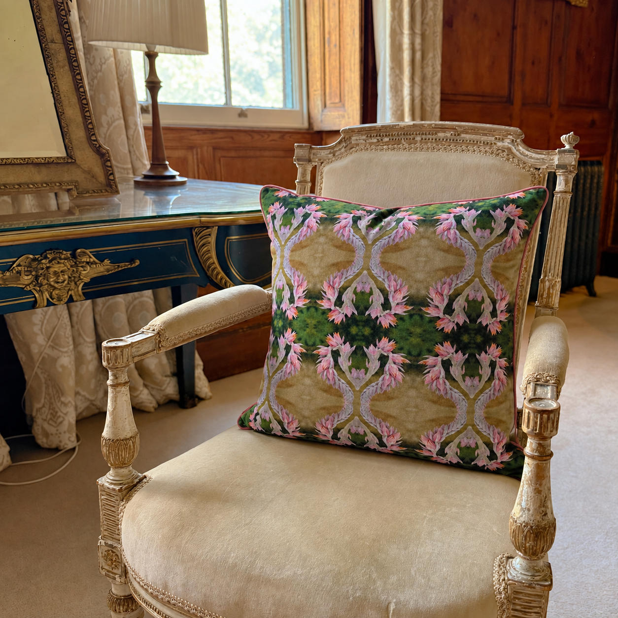 Botanical Cushion on Antique Armchair.png