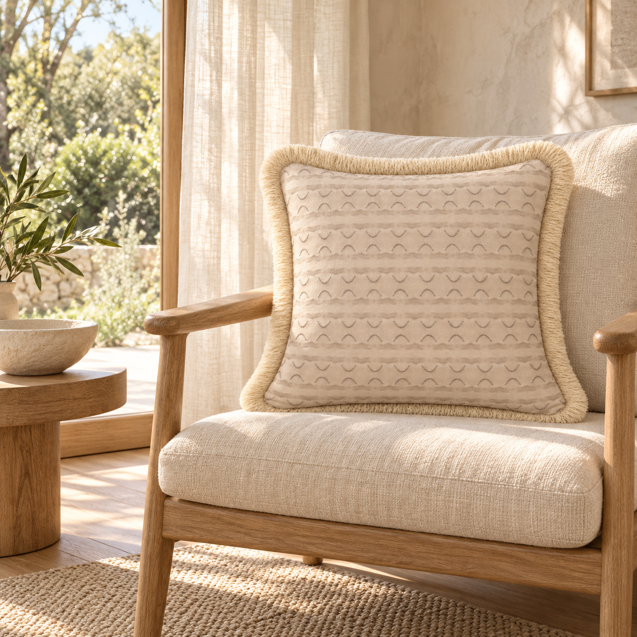 Sarakiniko cushion in a serene lounge nook.png