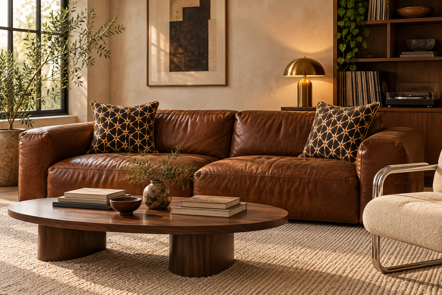 Warm music room with star-lattice cushions.png