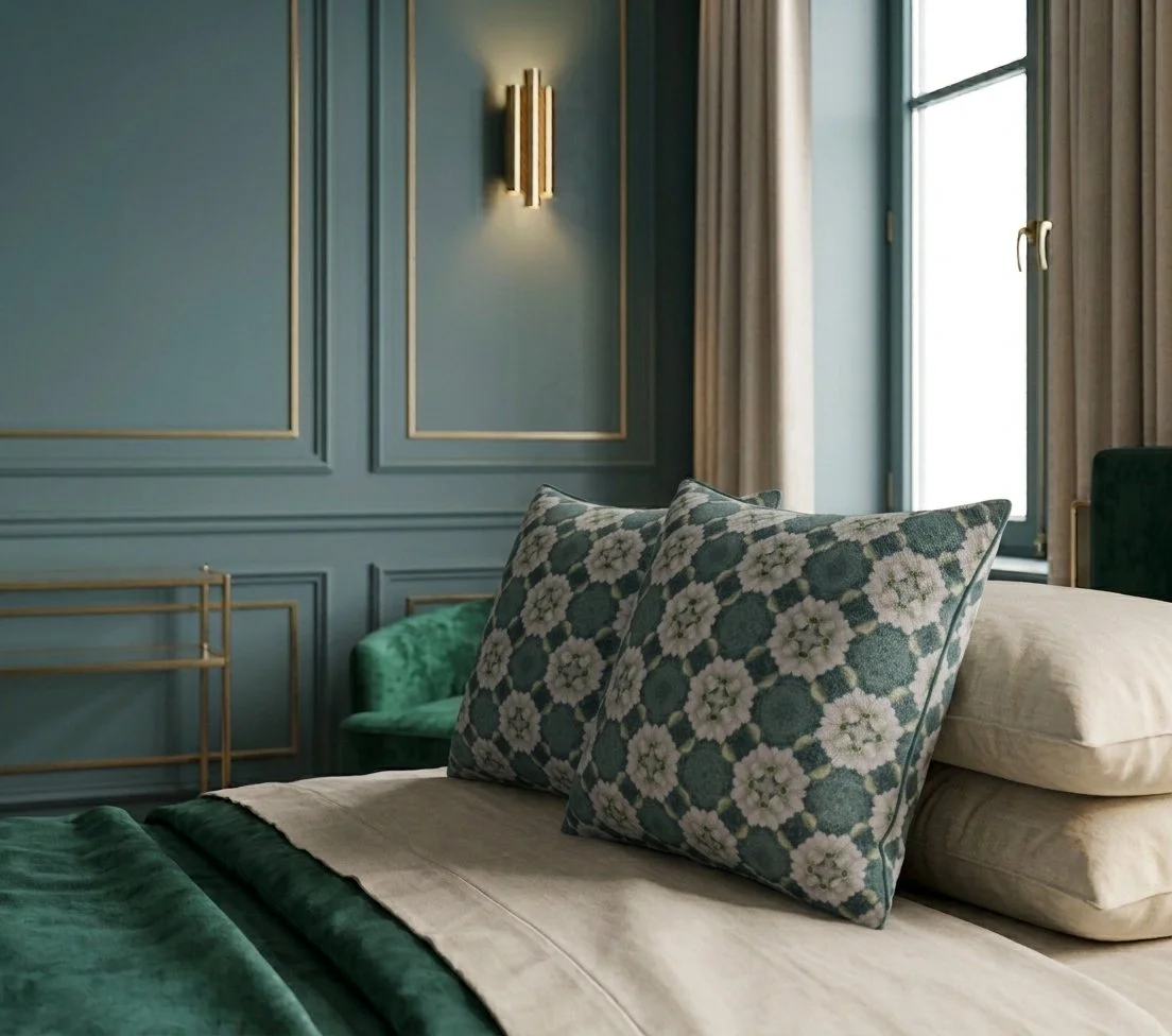 Louloudi Teal square cushions