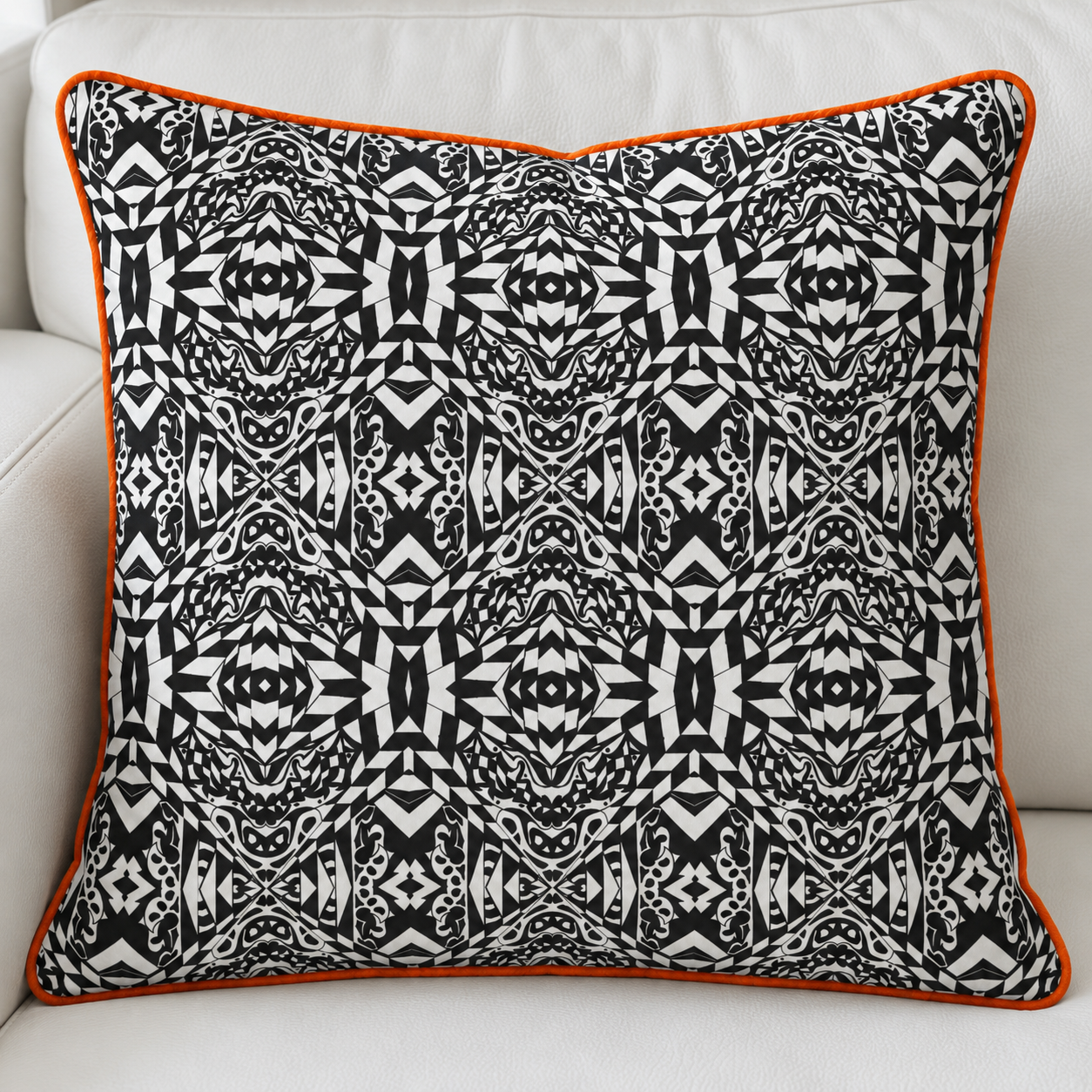 Orange-Piped Tribal Velvet Cushion.png