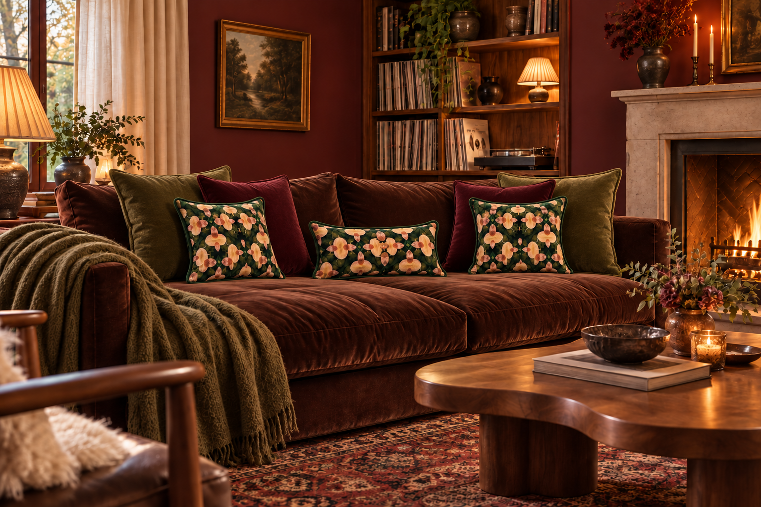 Symmetrical orchid velvet cushions.png