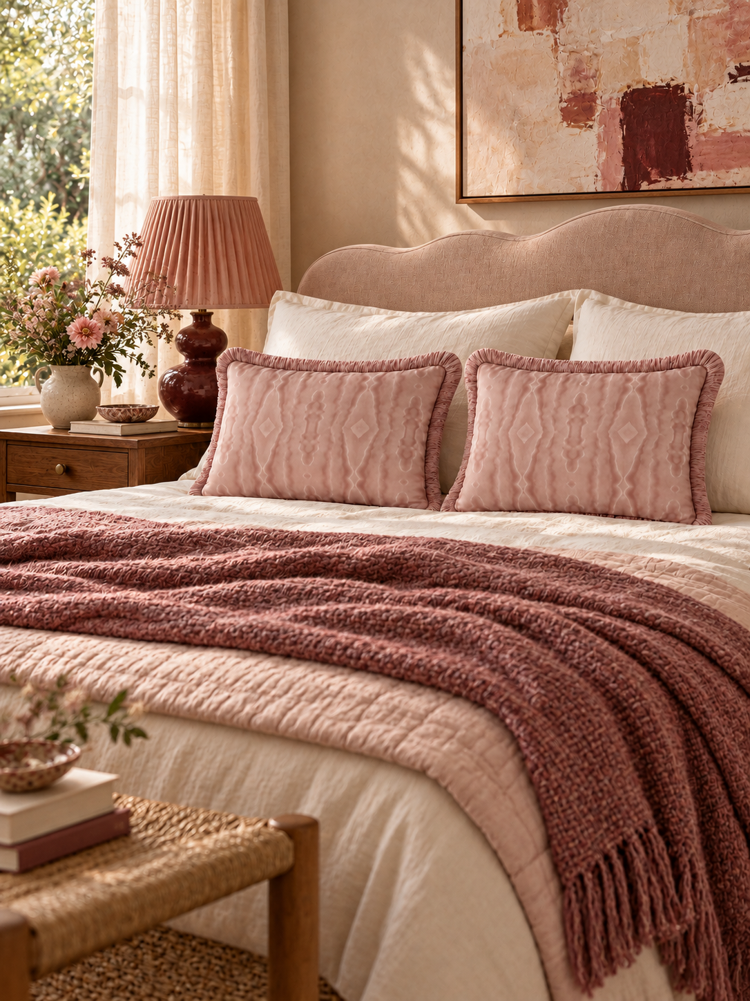 Warm collected bedroom with dusky pink cushions.png