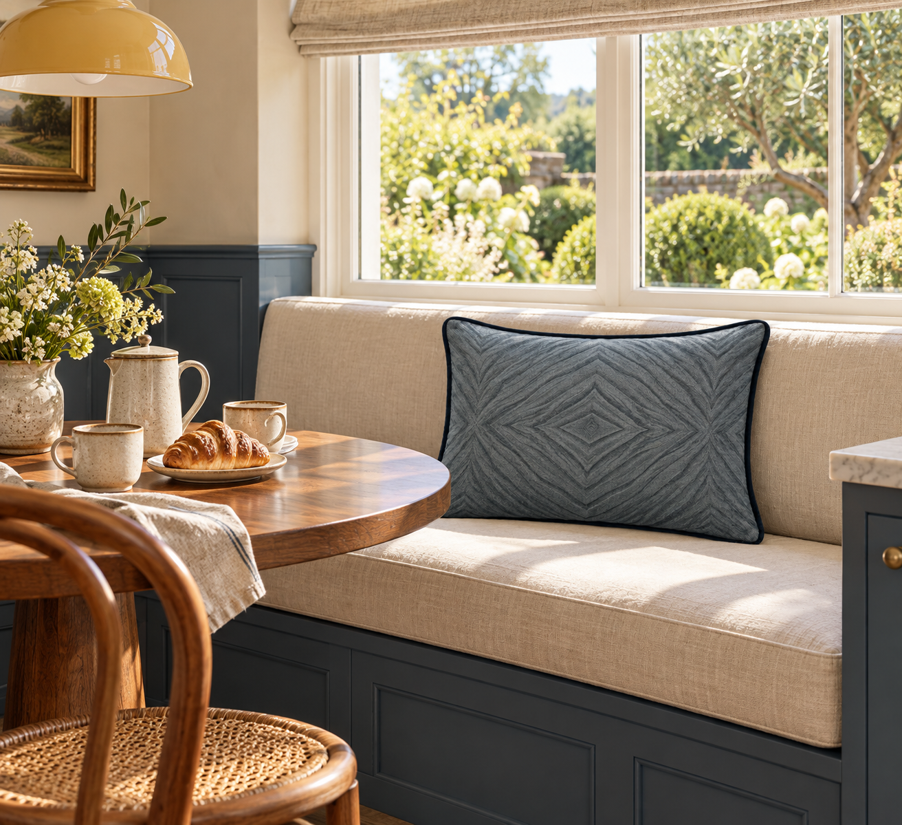 Sunlit breakfast nook with slate cushion.png