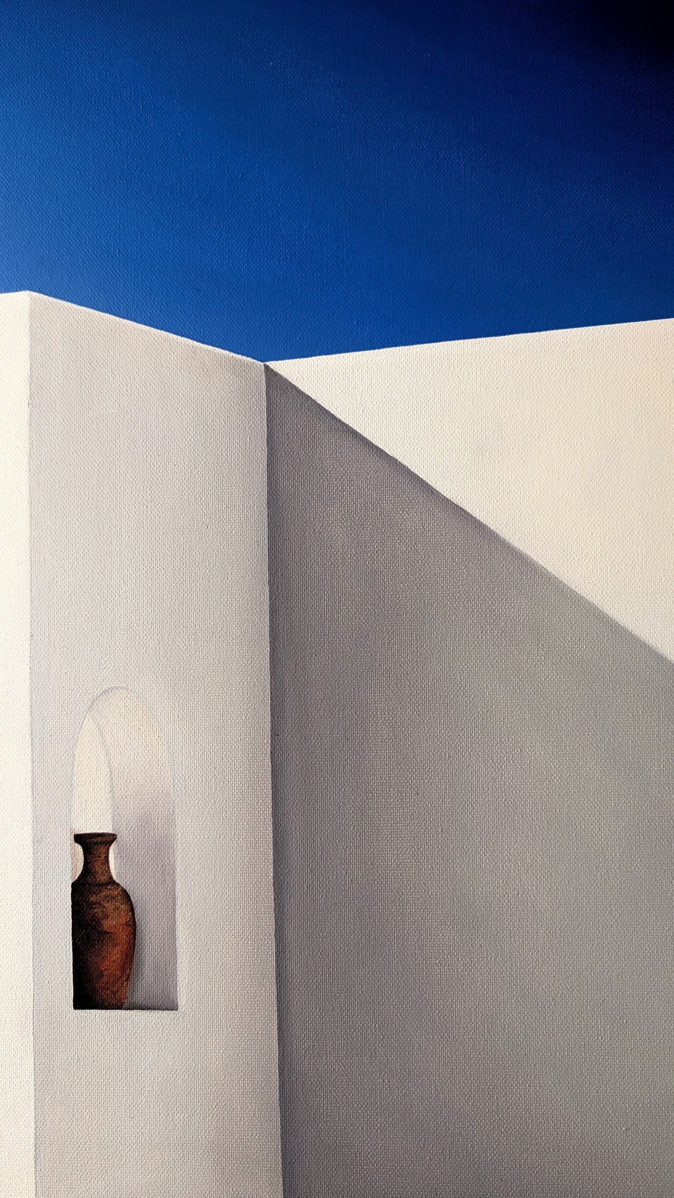 Rouge-dete-Mediterranean-oil-painting-clay-pot-vase-summer-sky-blue-art-by-ahmet.jpg