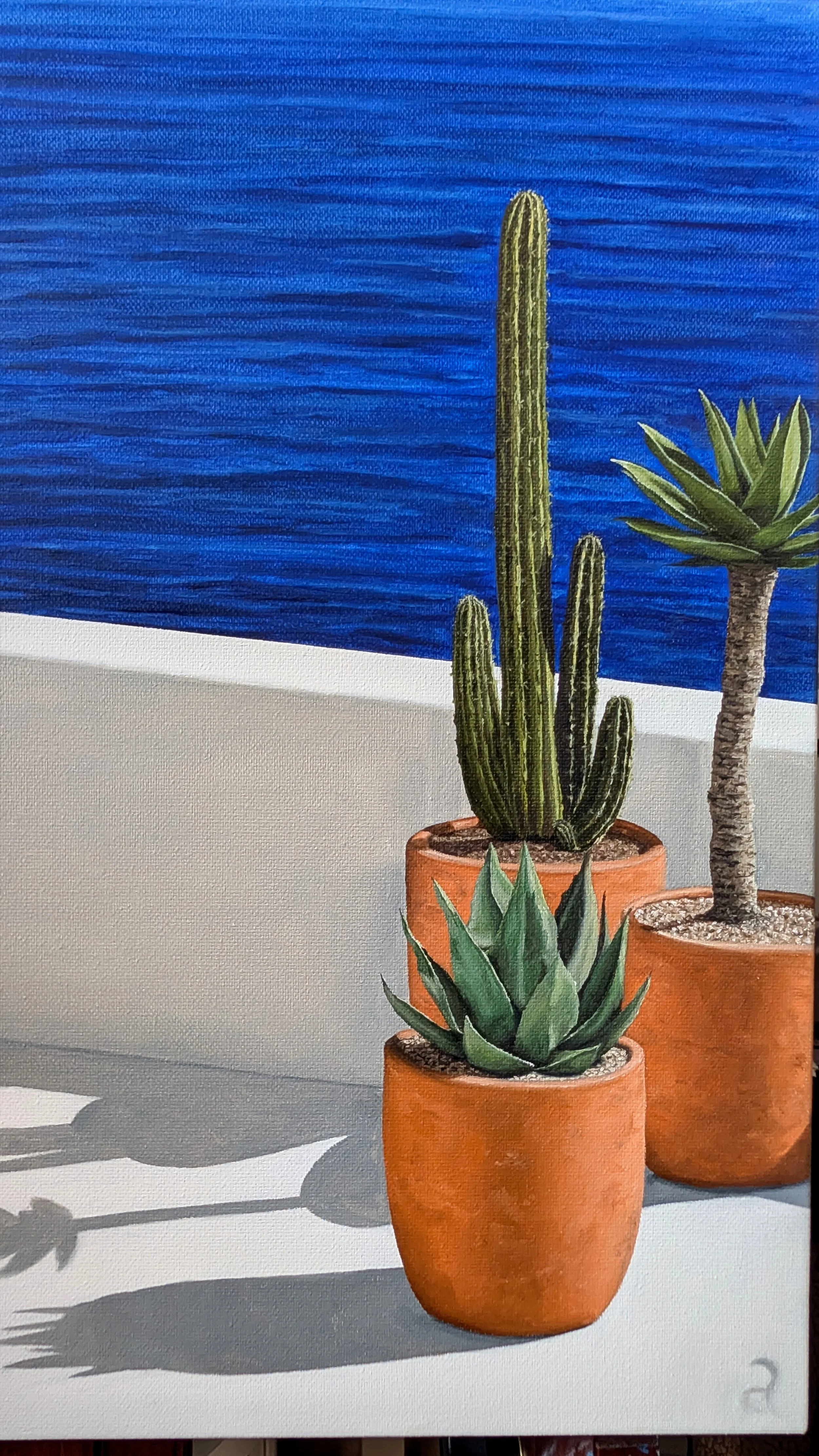 Party-of-Three-oil painting-mykanos-cacti-aloe-sea-art-by-ahmet.jpg