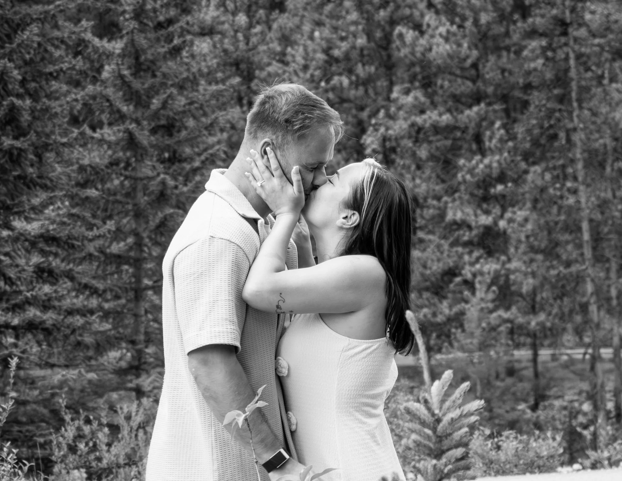 Couple during their engagement proposal