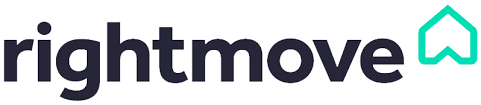 Logo of Rightmove featuring the company name in black with a teal upward arrow symbol.