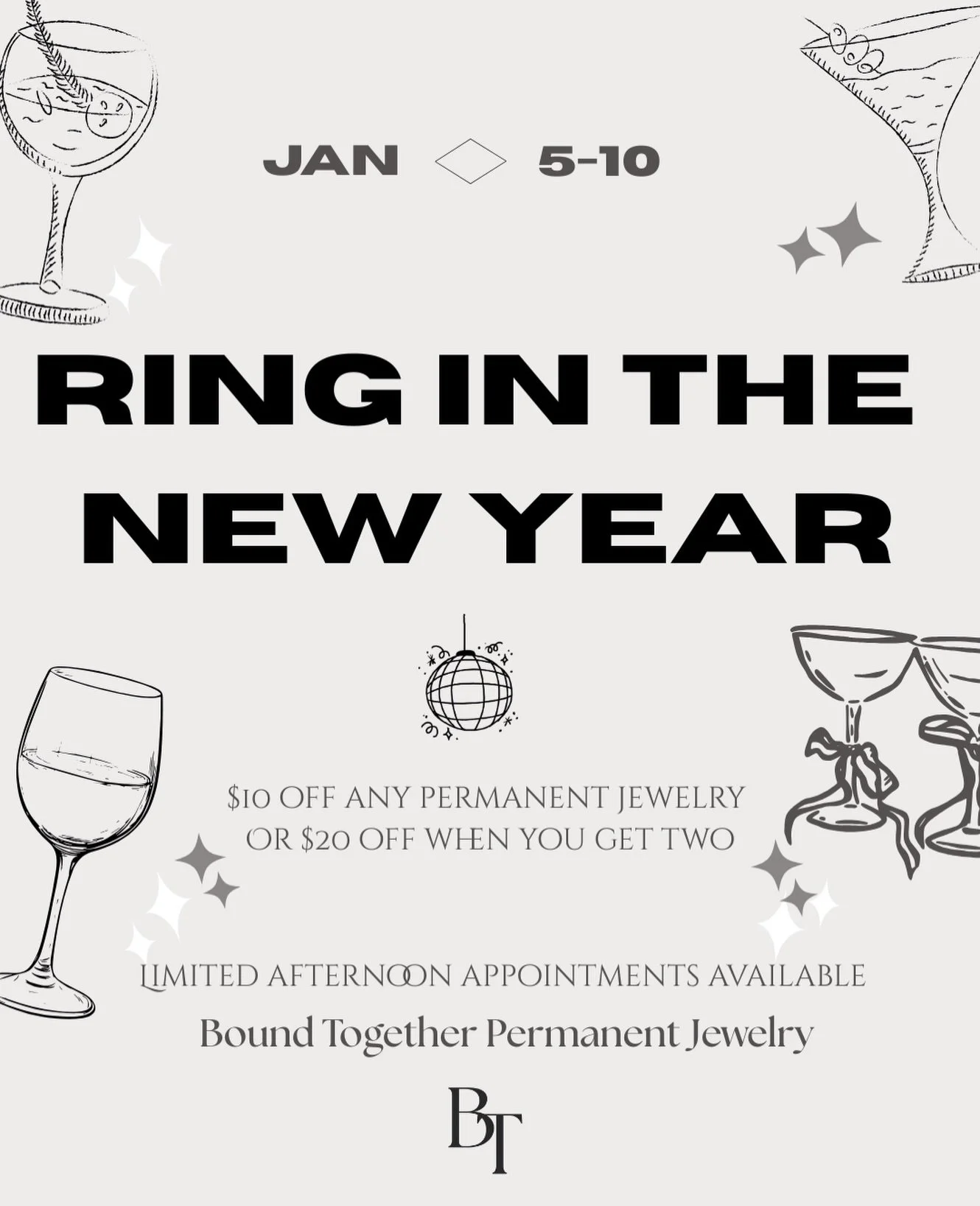 HAPPY NEW YEAR FRIENDS!! ✨✨✨

New year, new sparkle... designed to last. Choose your piece with intention and wear it as a reminder of where you&rsquo;re headed this year. 

Only January 5&ndash;10, book your permanent jewelry appointment at our link