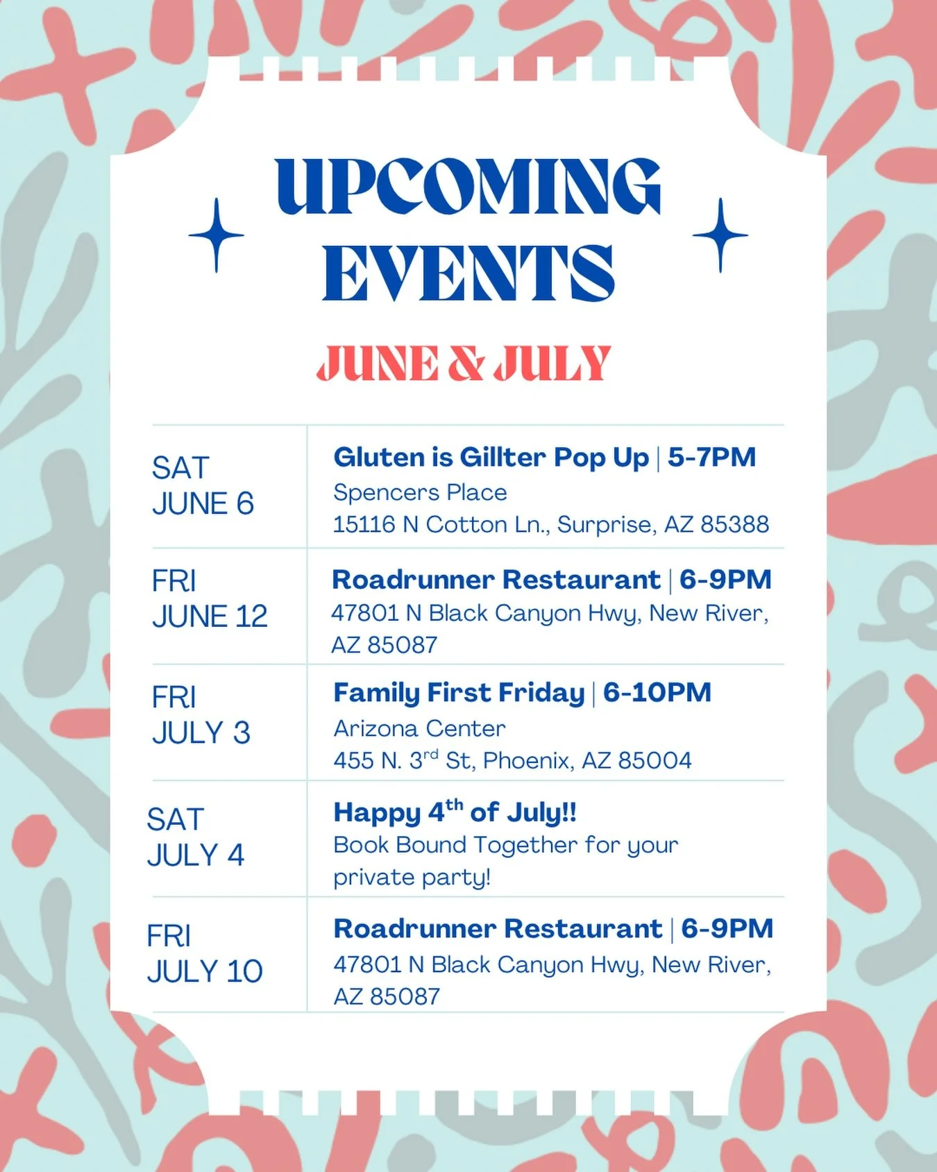 Summer events are HERE ✨🪩

Catch Bound Together Permanent Jewelry all across the valley this June &amp; July. 

Come shop:
✨ Permanent jewelry
✨ Rings + curated accessories
✨ Custom-fit pieces made just for you

Home studio appointments are always a