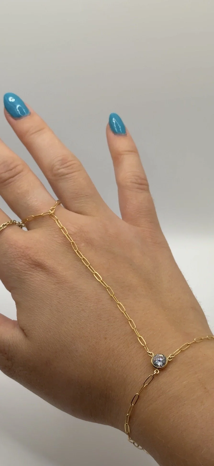 paperclip gold filled hand chain with diamond