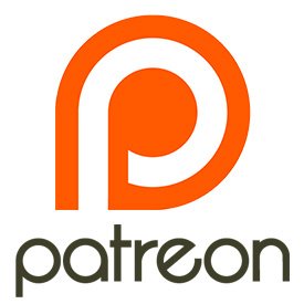 Patreon logo with an orange 'P' and the word 'patreon' below in black text.