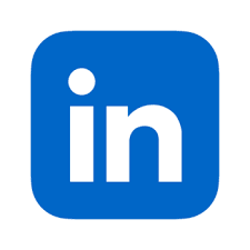 LinkedIn logo with white 'in' on a blue square background.