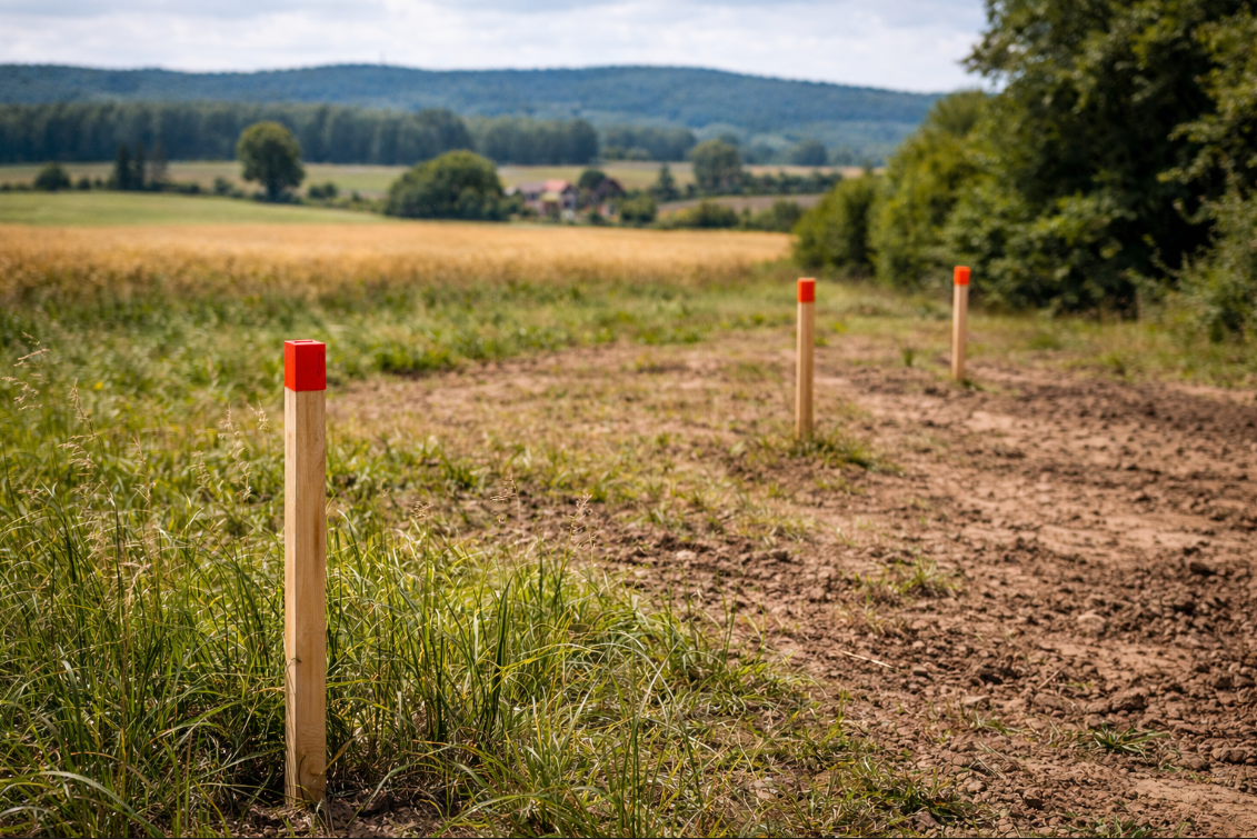 Telekhatár kitűzése földmérési eszközökkel jogi és építési célokra