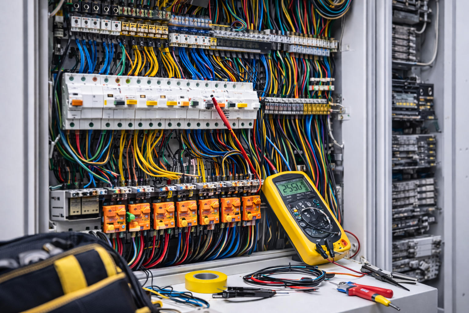 Meglévő villamos rendszerek karbantartása és ellenőrzése kapcsolószekrényben, biztonságos és megbízható üzemeltetés érdekében