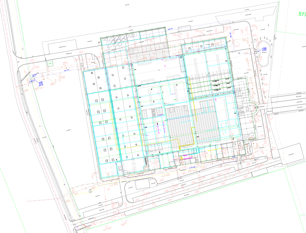 Gyárépült összközműveinek alaprajza pontfelhős mérés alapján