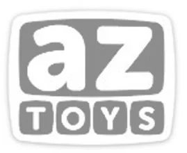 AZ Toys logo in gray and white