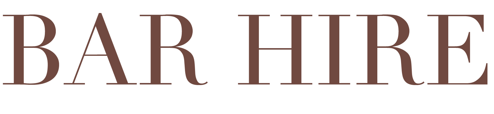 Text graphic reading 'BAR HIRE' in large stylized font.