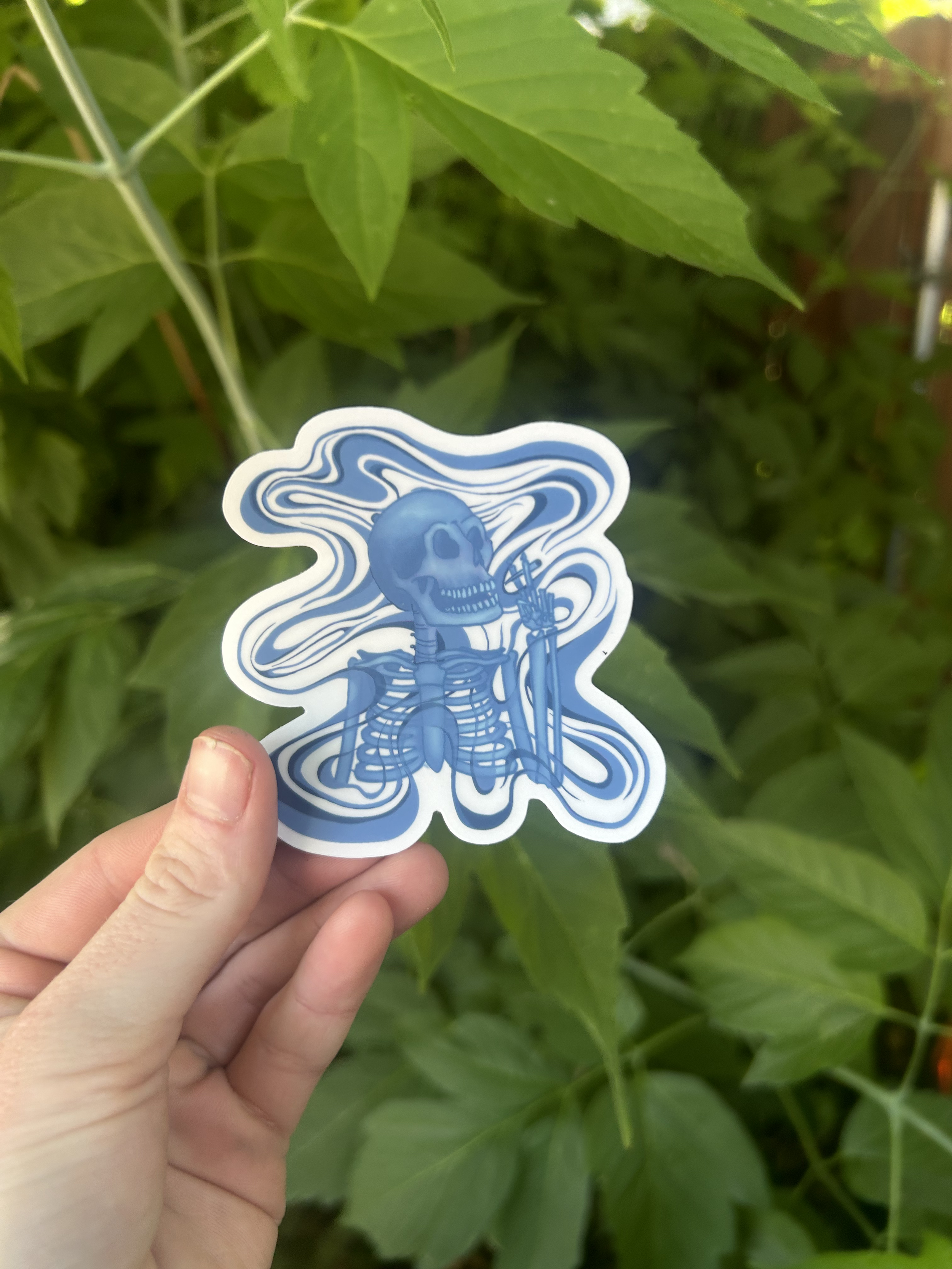 Skeleton Smoking Sticker