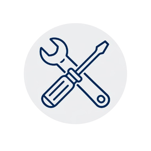 Icono de herramientas, un destornillador y una llave inglesa cruzados.