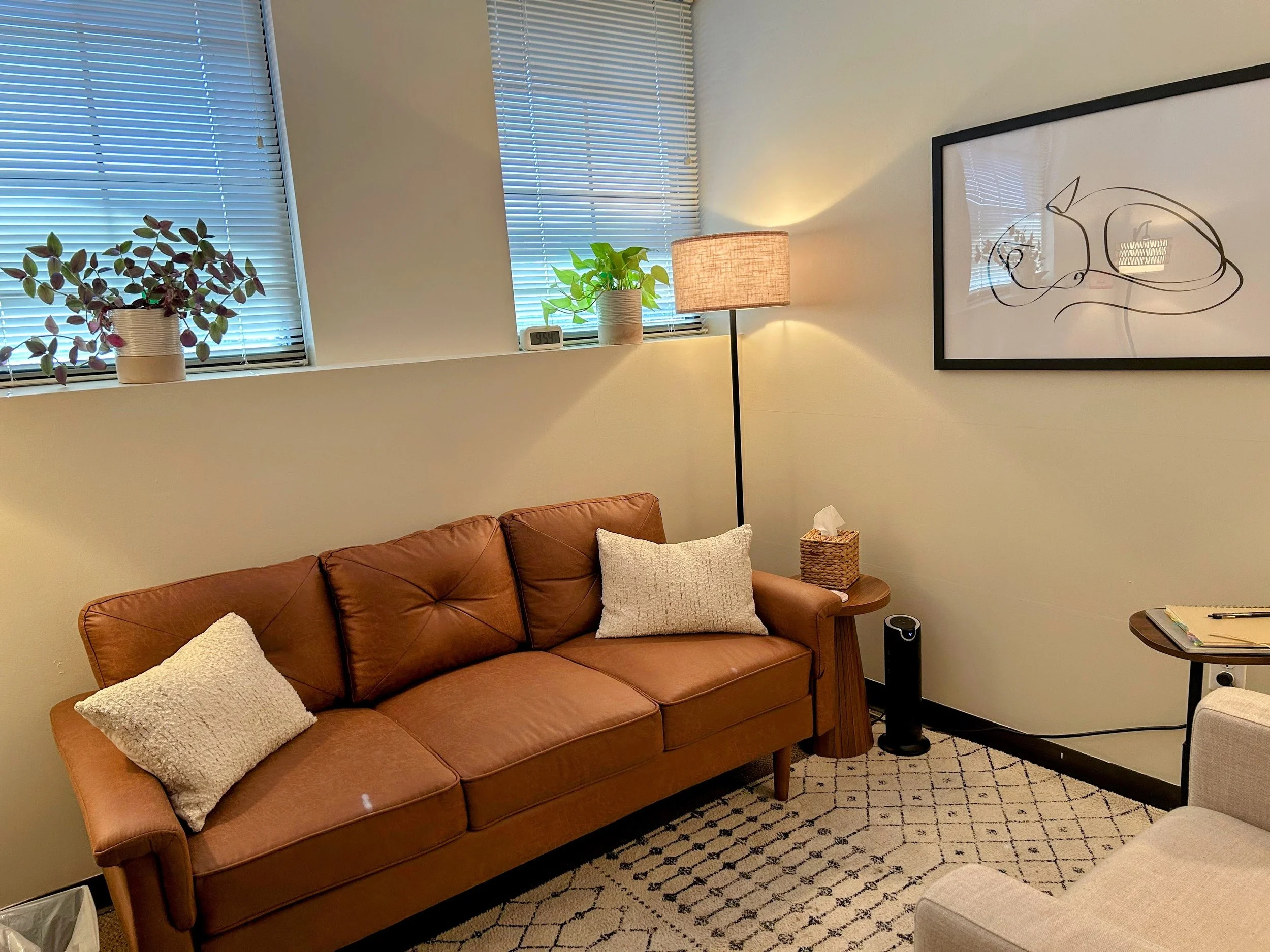 Warm, welcoming therapy office at Turning Tide Therapy in Littleton, Colorado