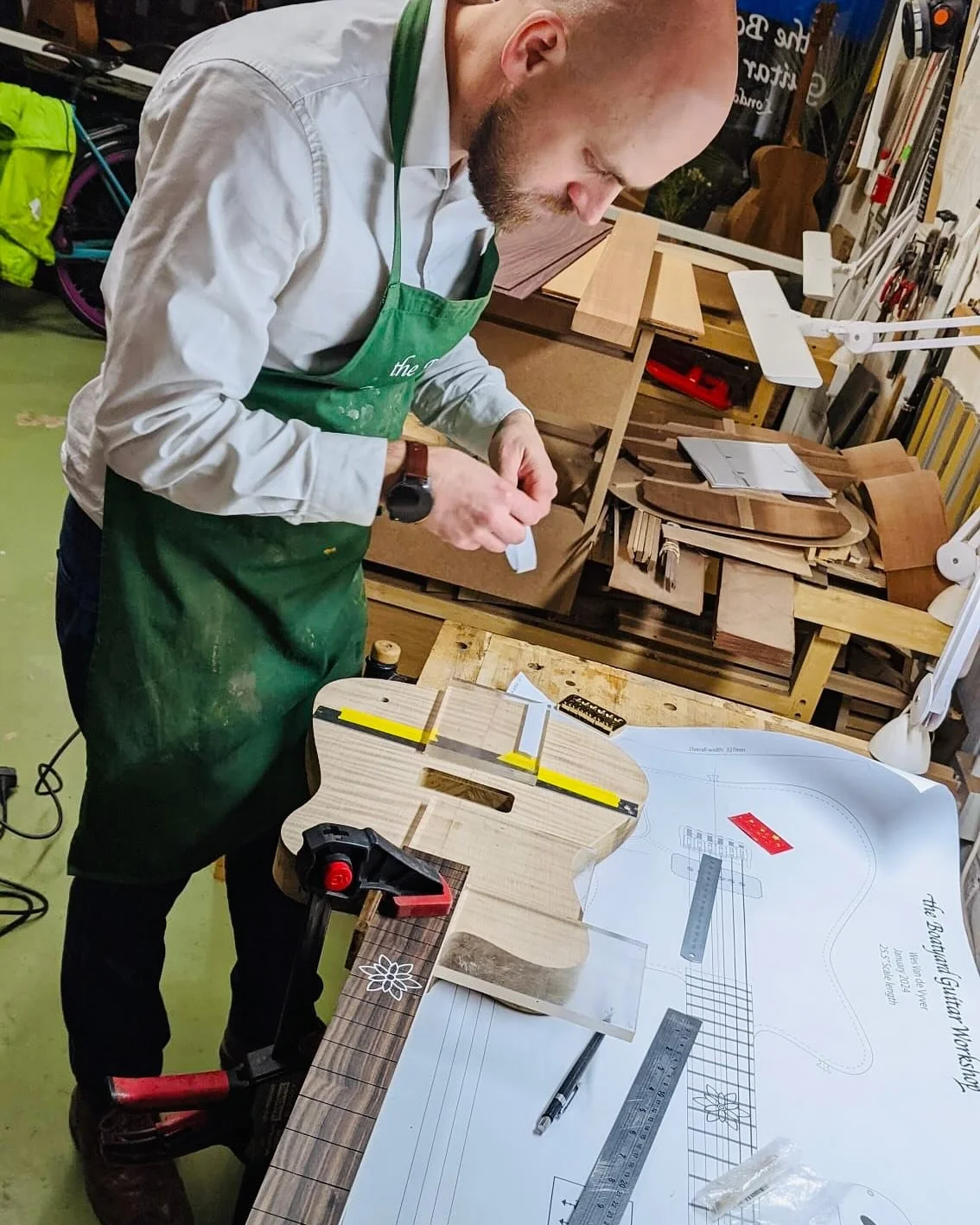 The more I learn, the more I realise how much I don&rsquo;t know. Mark and Dave over at @theboatyardguitarworkshop have been the best mentors any guitar builder could hope for. Not only are they true masters of the craft but they are also all round g