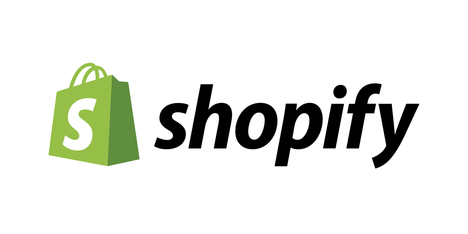 Shopify logo with a green shopping bag featuring an 'S' on it.