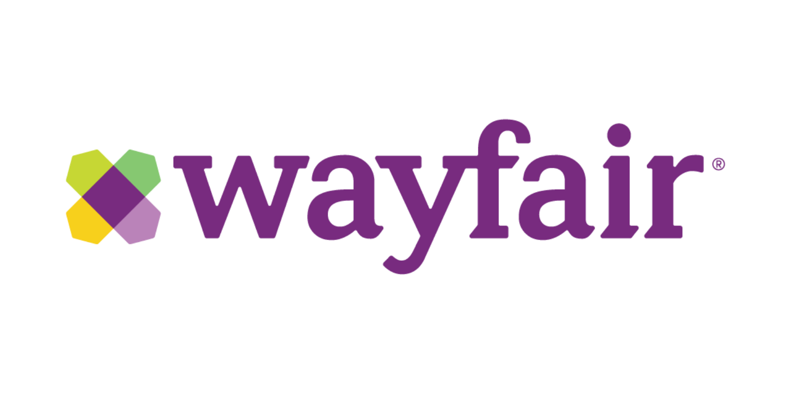 Wayfair logo with colorful geometric icon and purple text