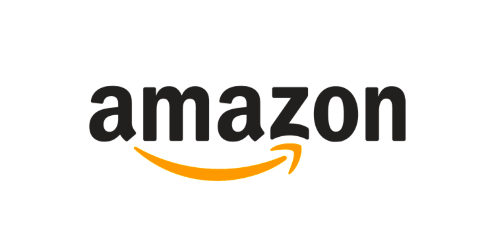 Amazon logo with black text and yellow smile arrow underneath