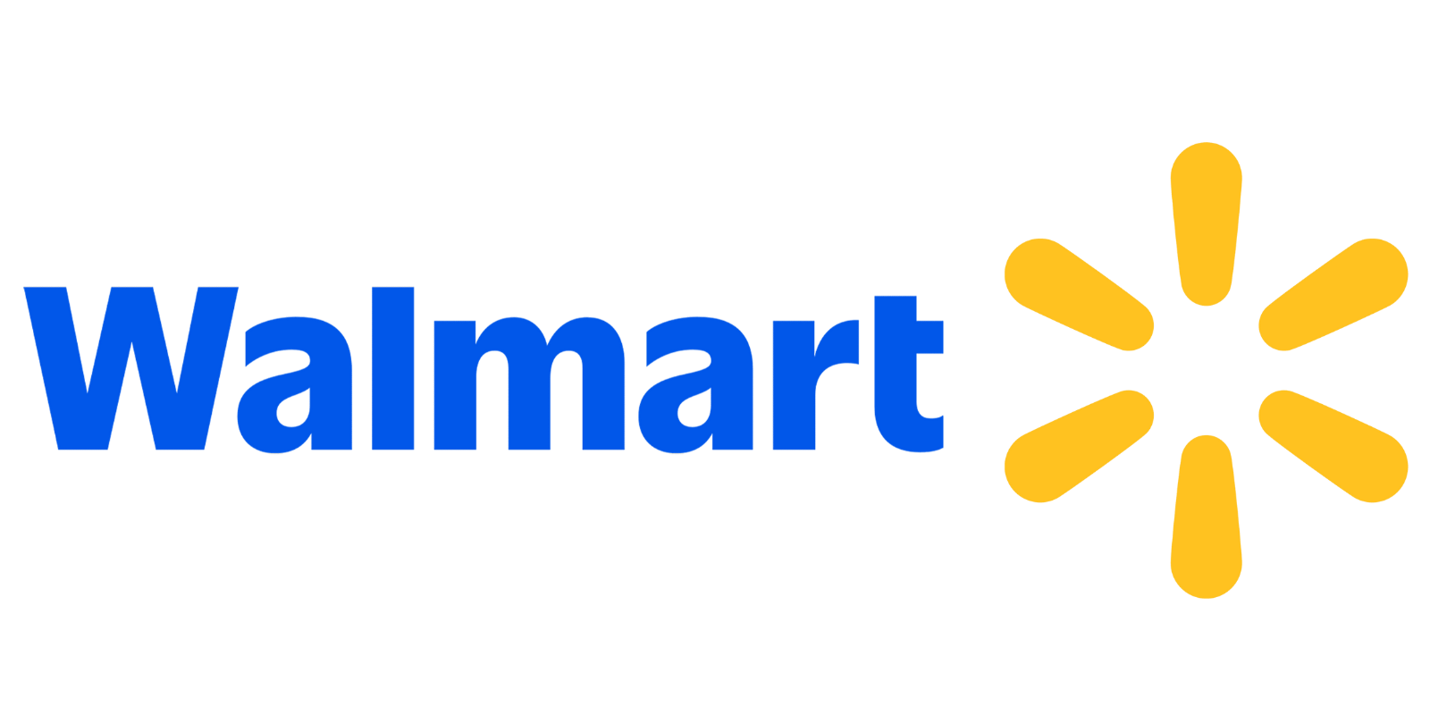 Walmart logo with blue text and yellow spark symbol