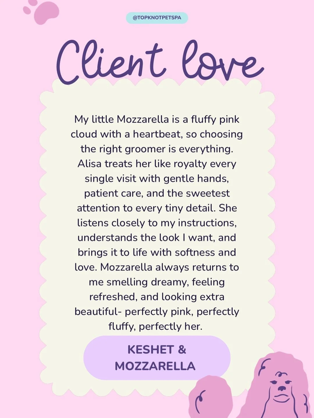 We&rsquo;ve been grooming Mozzarella since she was just a baby 💗
Building a trusting relationship with your groomer and making grooming part of your pet&rsquo;s routine can make such a difference. We work hard to create positive experiences so our c