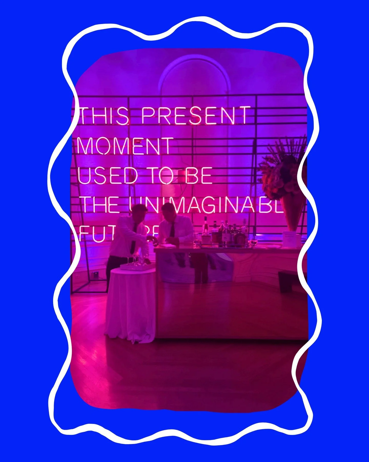 "This present moment used to be the unimaginable future."

A reminder to dream big and to boldly color outside the lines. Because you'll never be able to predict what the future will look like, only what feels right and exciting *now*.

Als