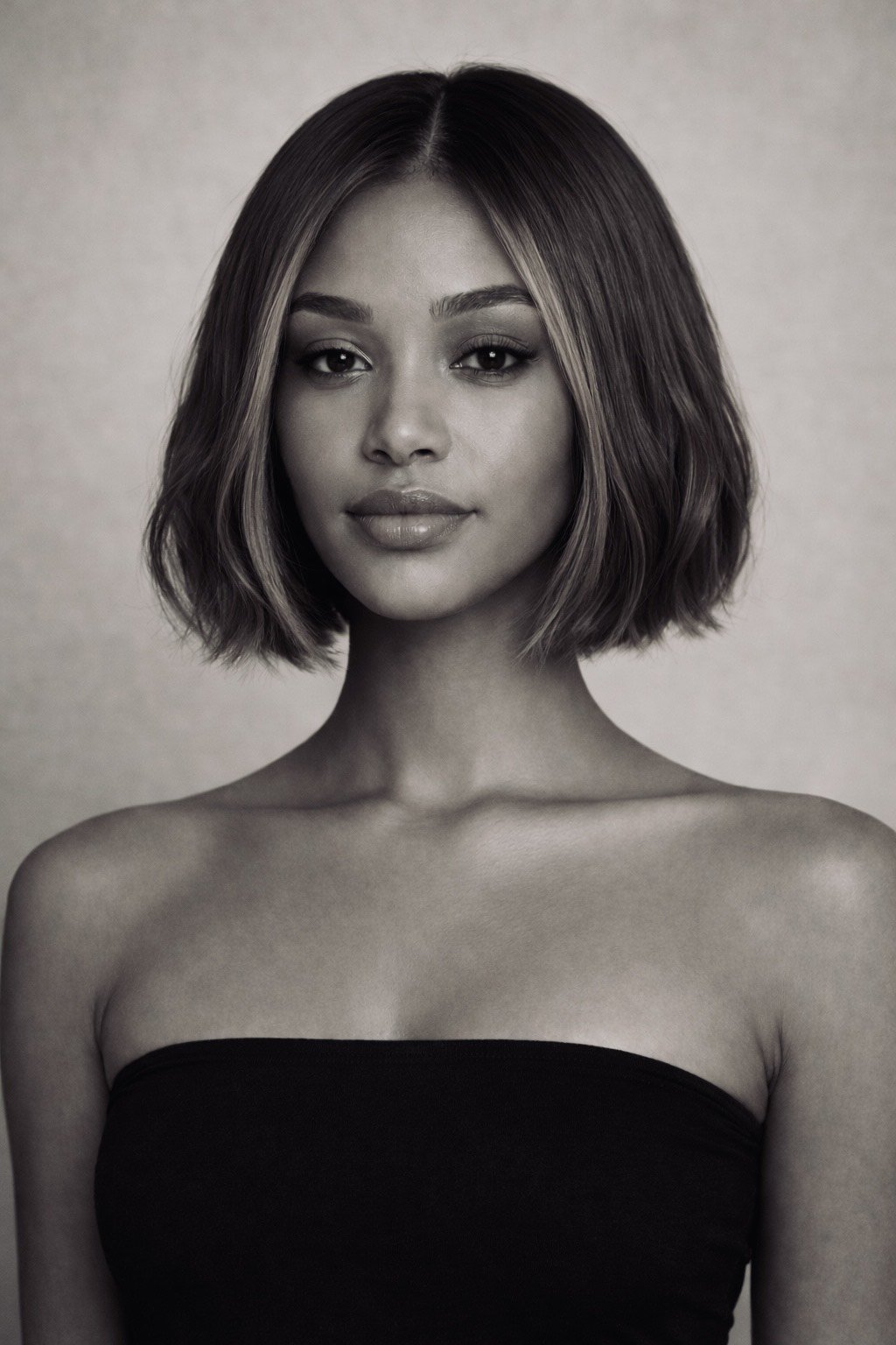 Model with higlights posing for a portrait 