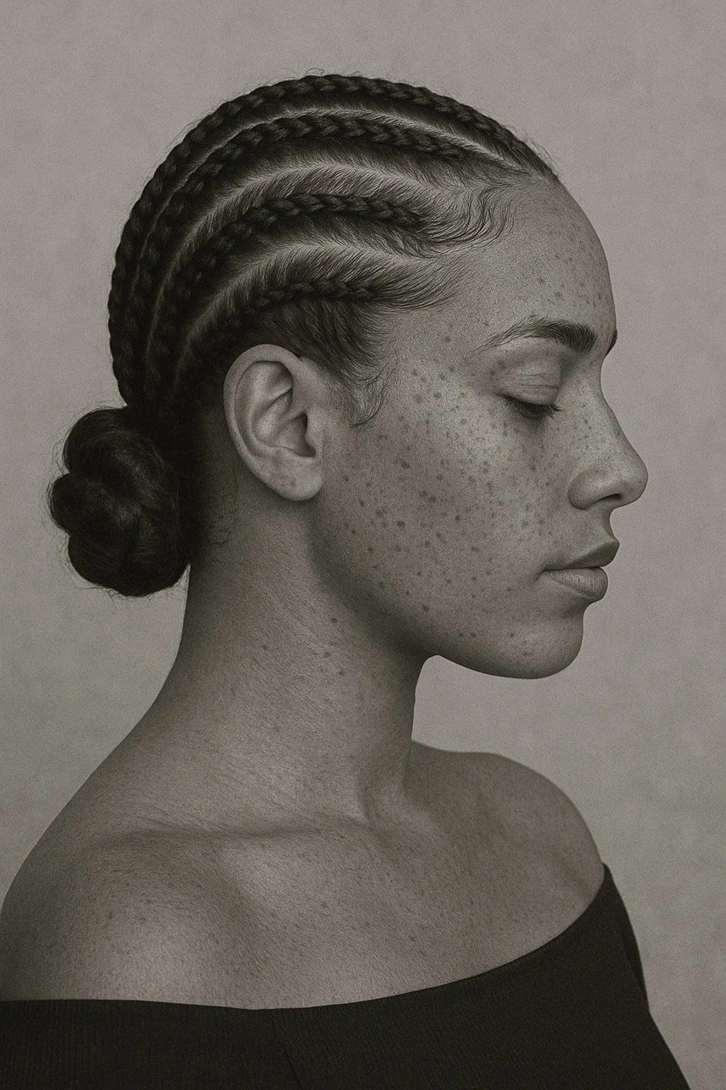 Model with cornrow hairstyle