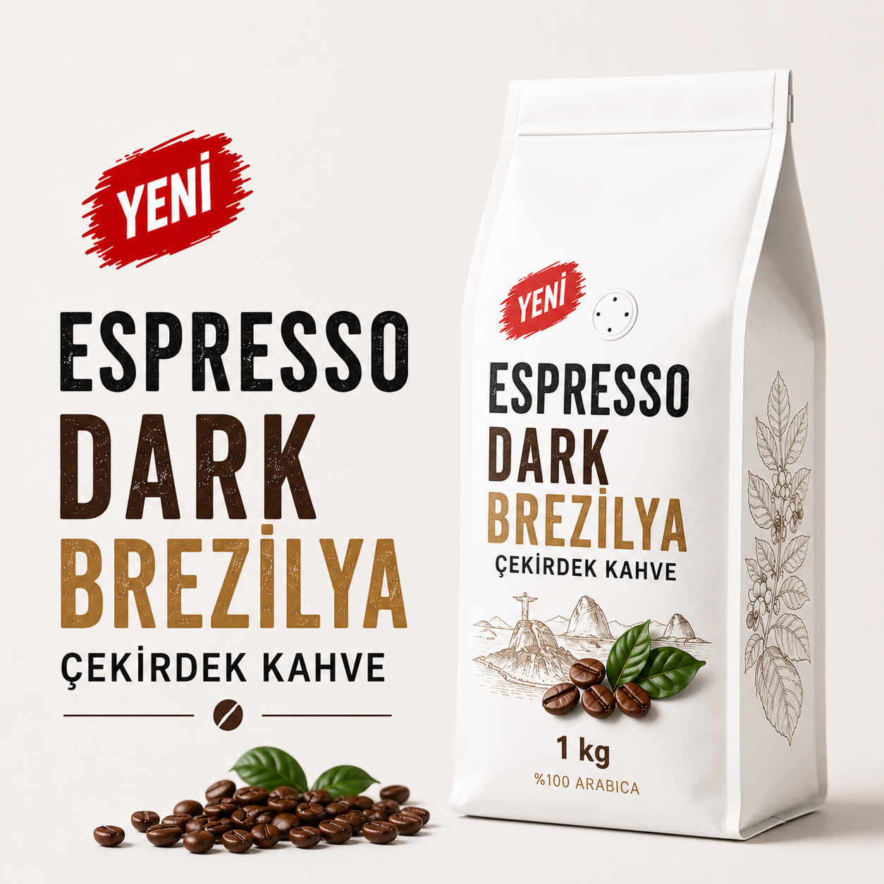 ESPRESSO DARK BREZİLYA ÇEKİRDEK KAHVE 1 KG