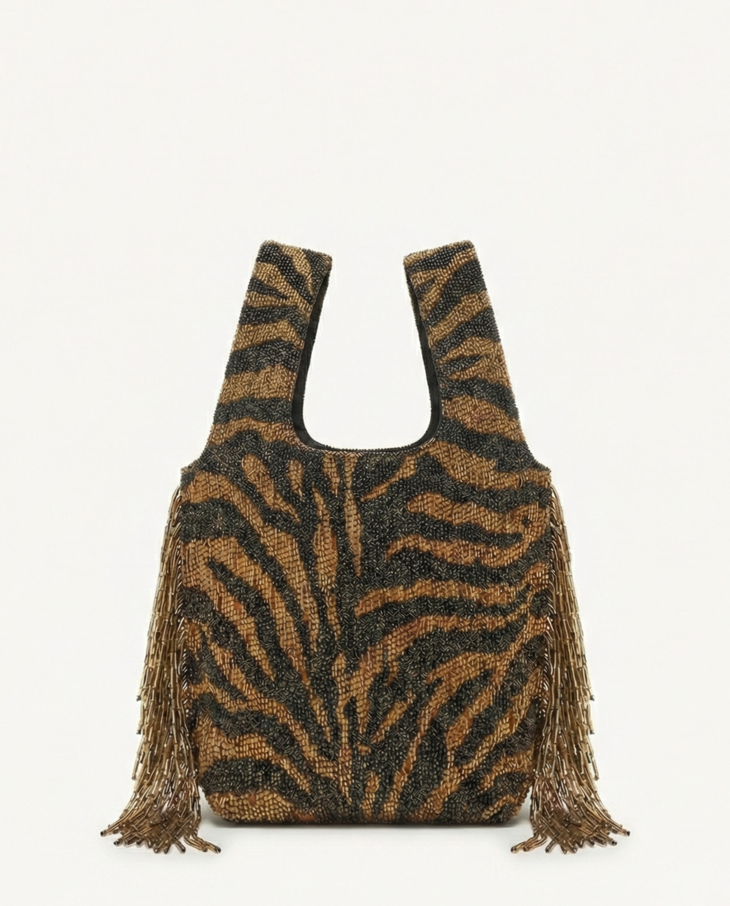 Le Sac Mini - Bronze Tigre with Beaded Fringe