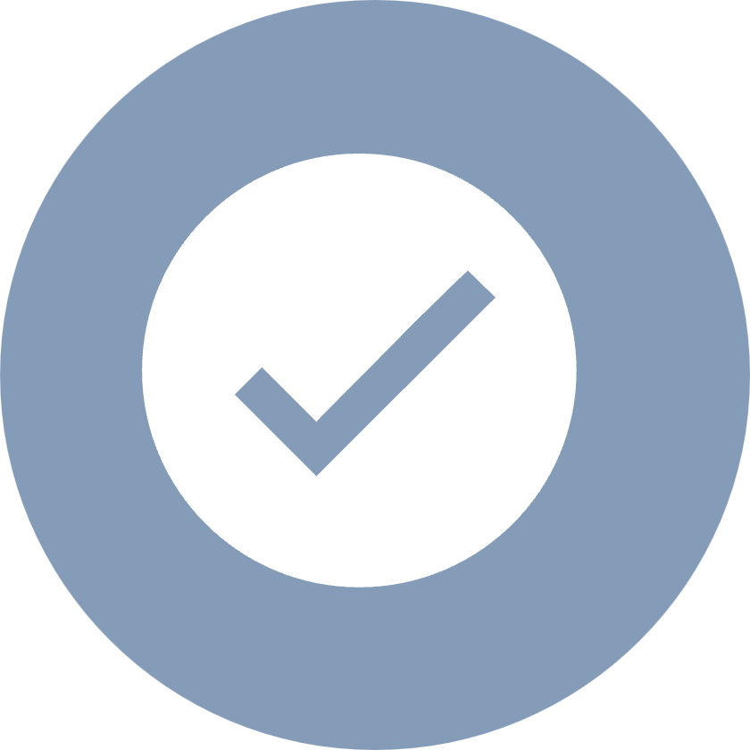 A checkmark inside a circle, indicating completion or approval.