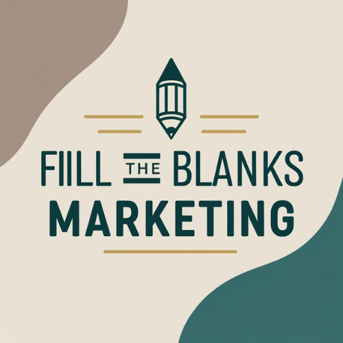 Logo for Fill the Blanks Marketing with a pencil icon above the text