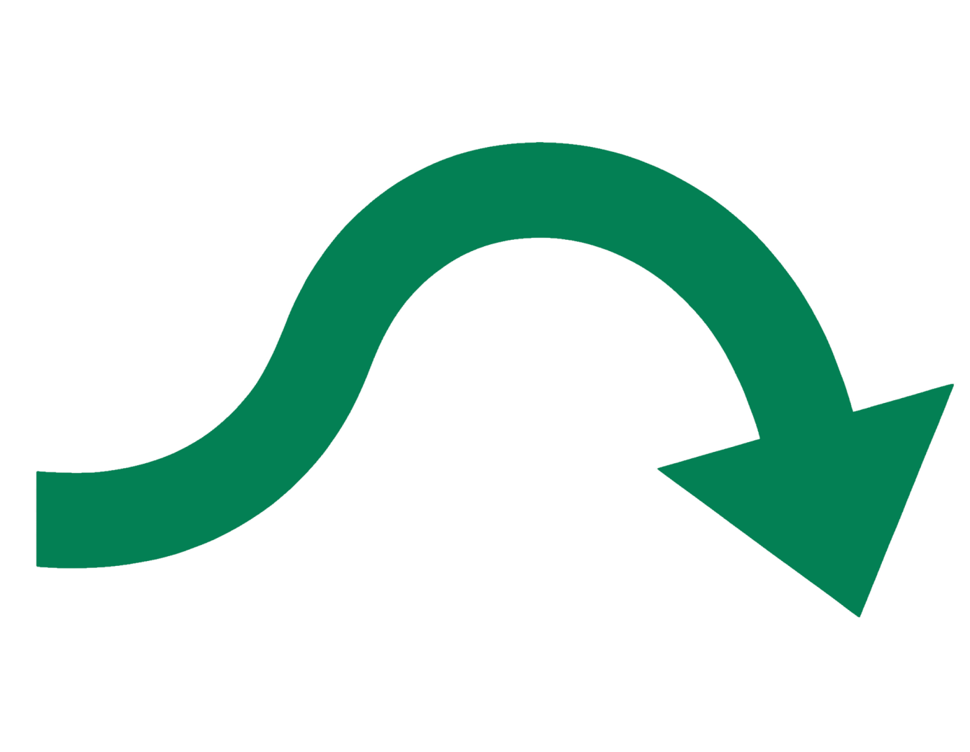 Green arrow curving counterclockwise with a pointed tip, symbolizing a download.