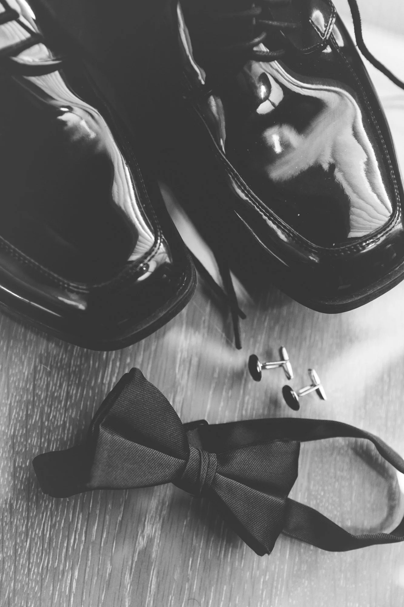 Classic black and white groom details