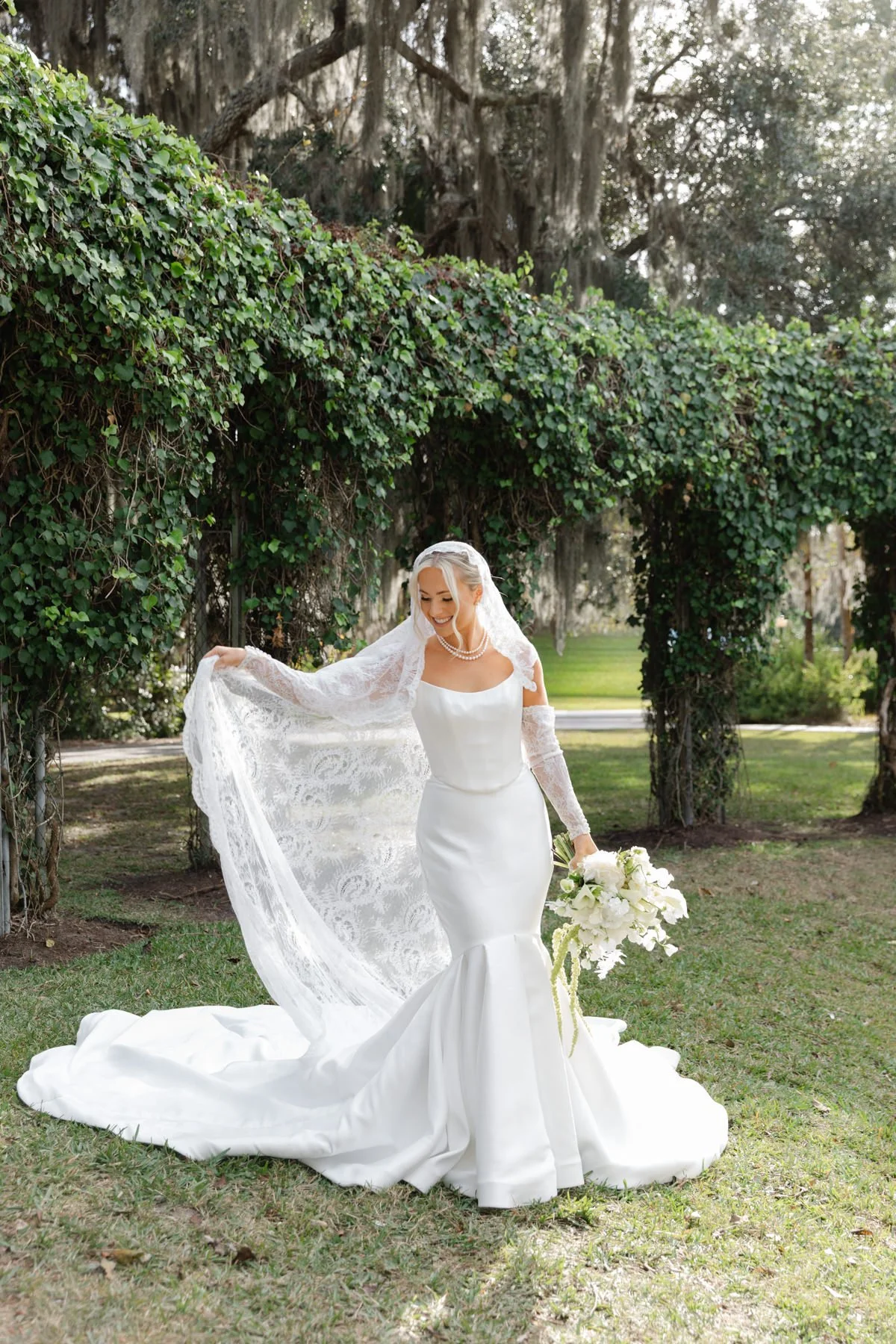 Dramatic bridal portrait on Jekyll Island