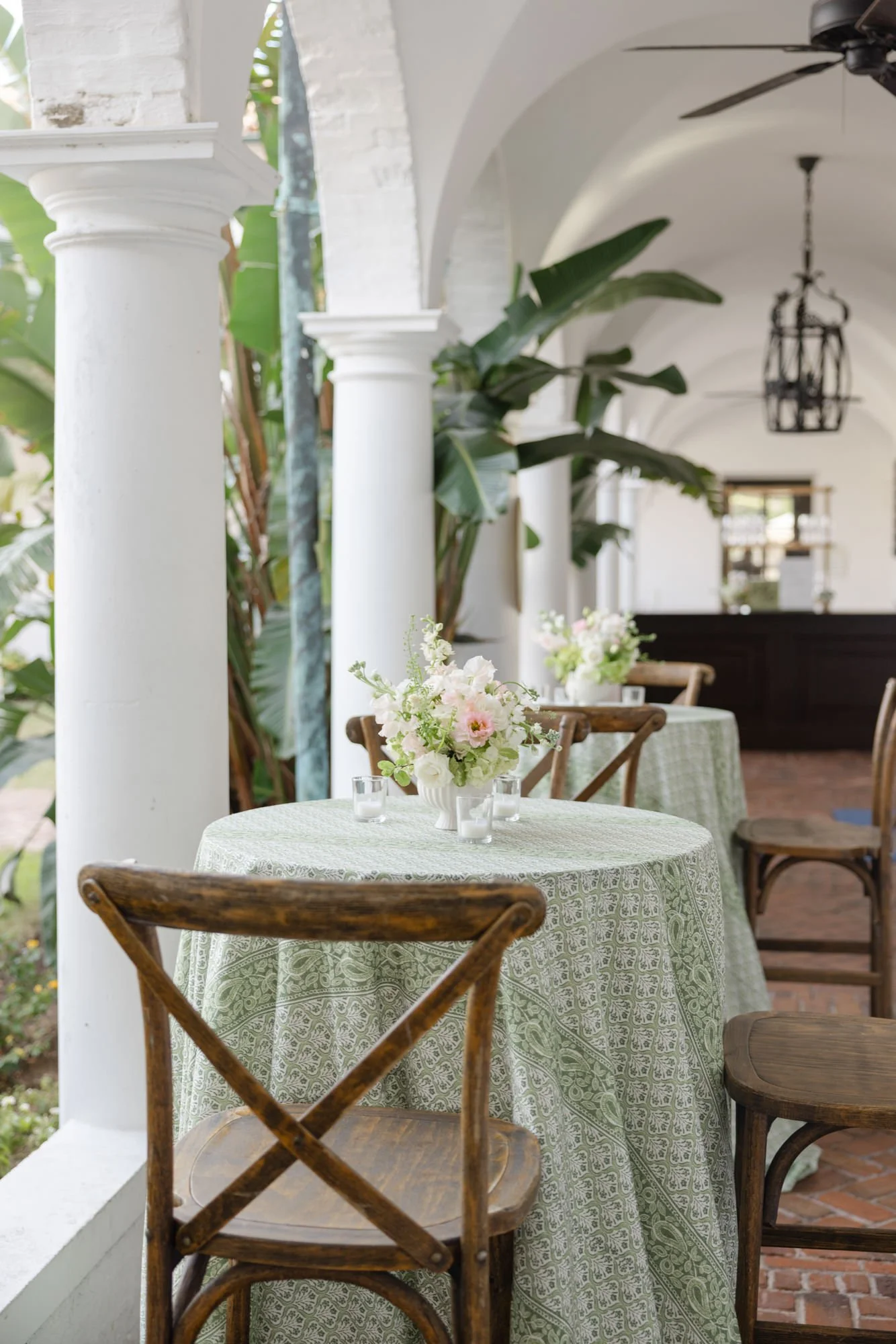 Italian themed wedding reception details at Crane Cottage