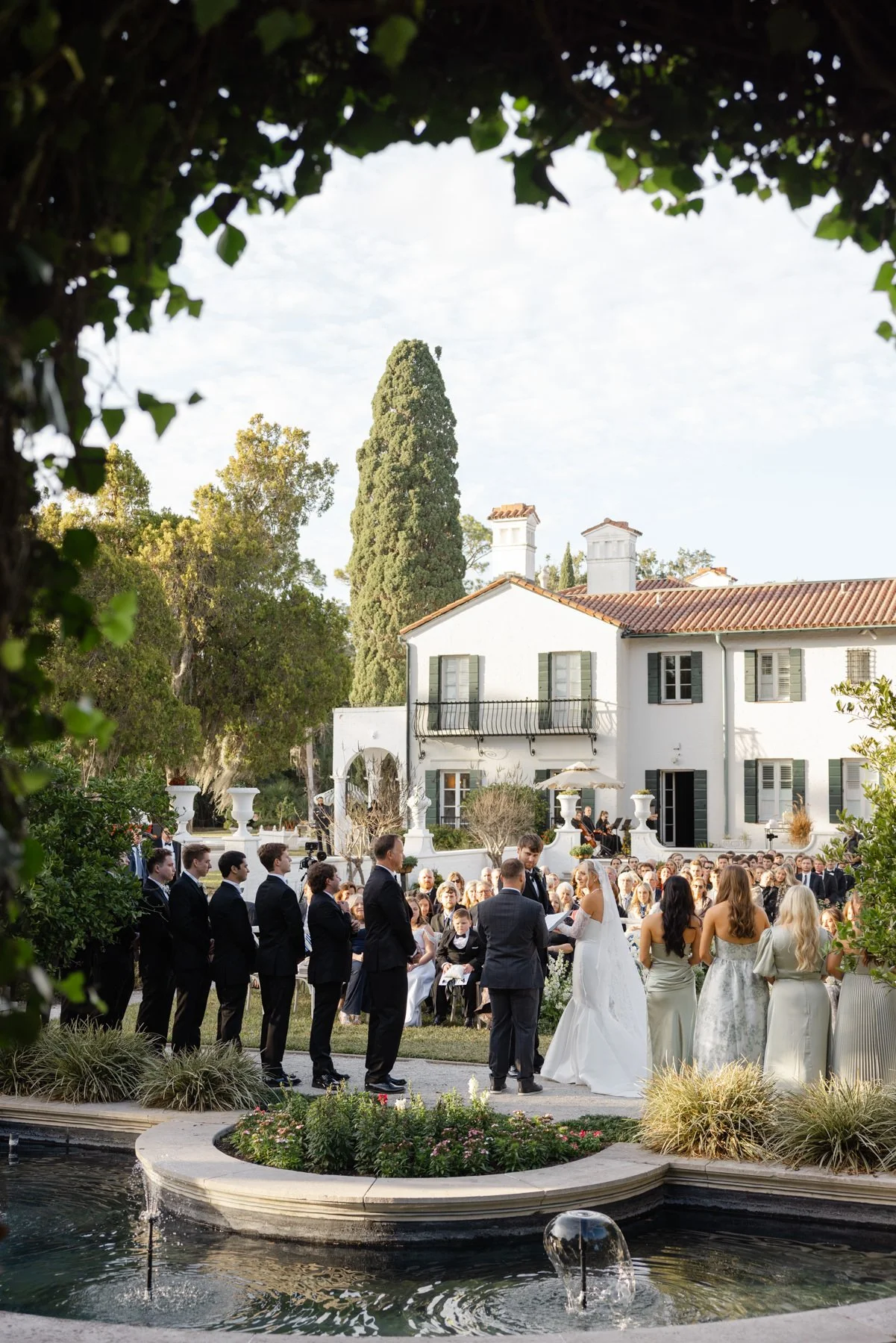 Wedding ceremony view across the crowd in coastal Georgia
