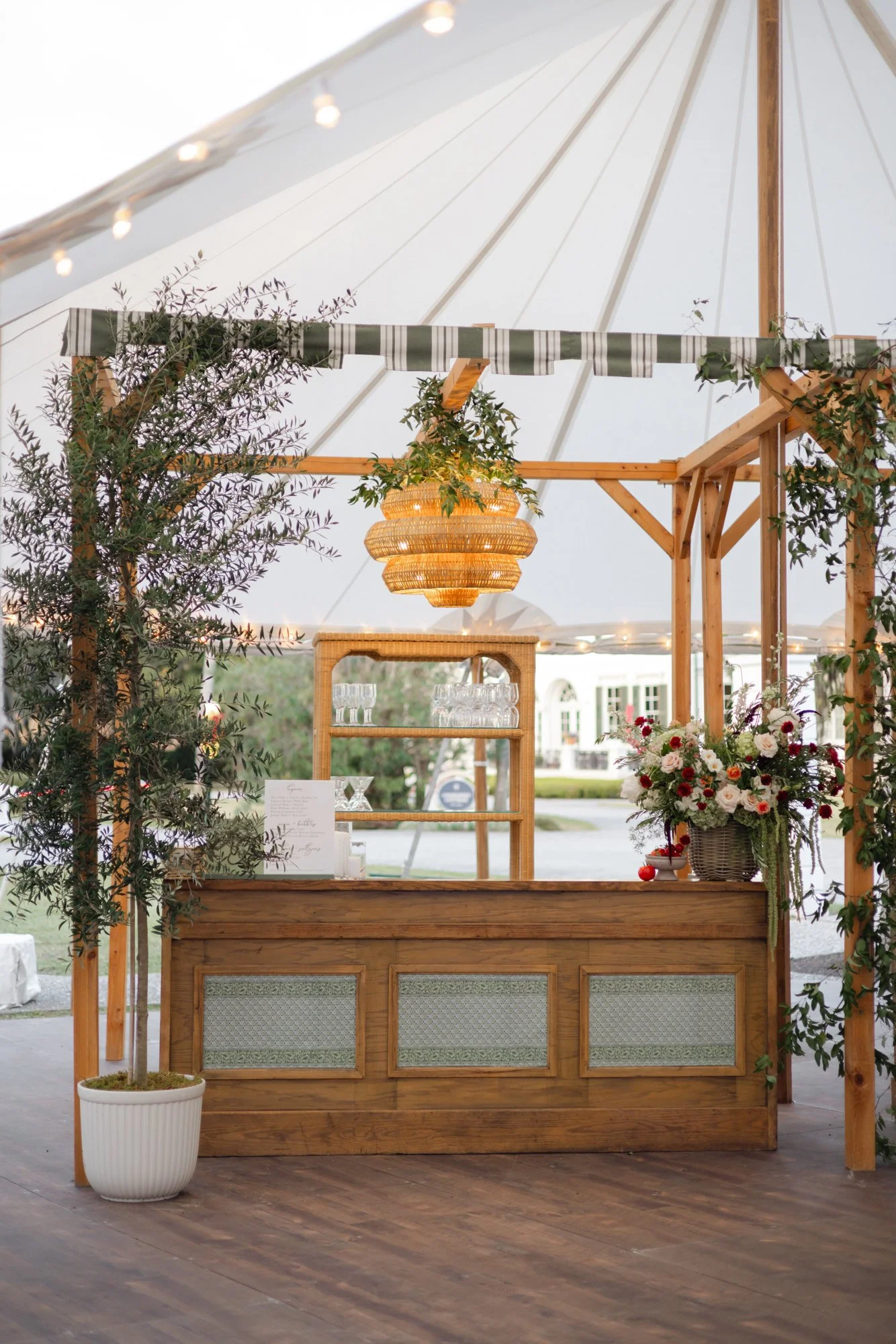 Mediterranean themed bar at a luxury wedding in coastal Georgia